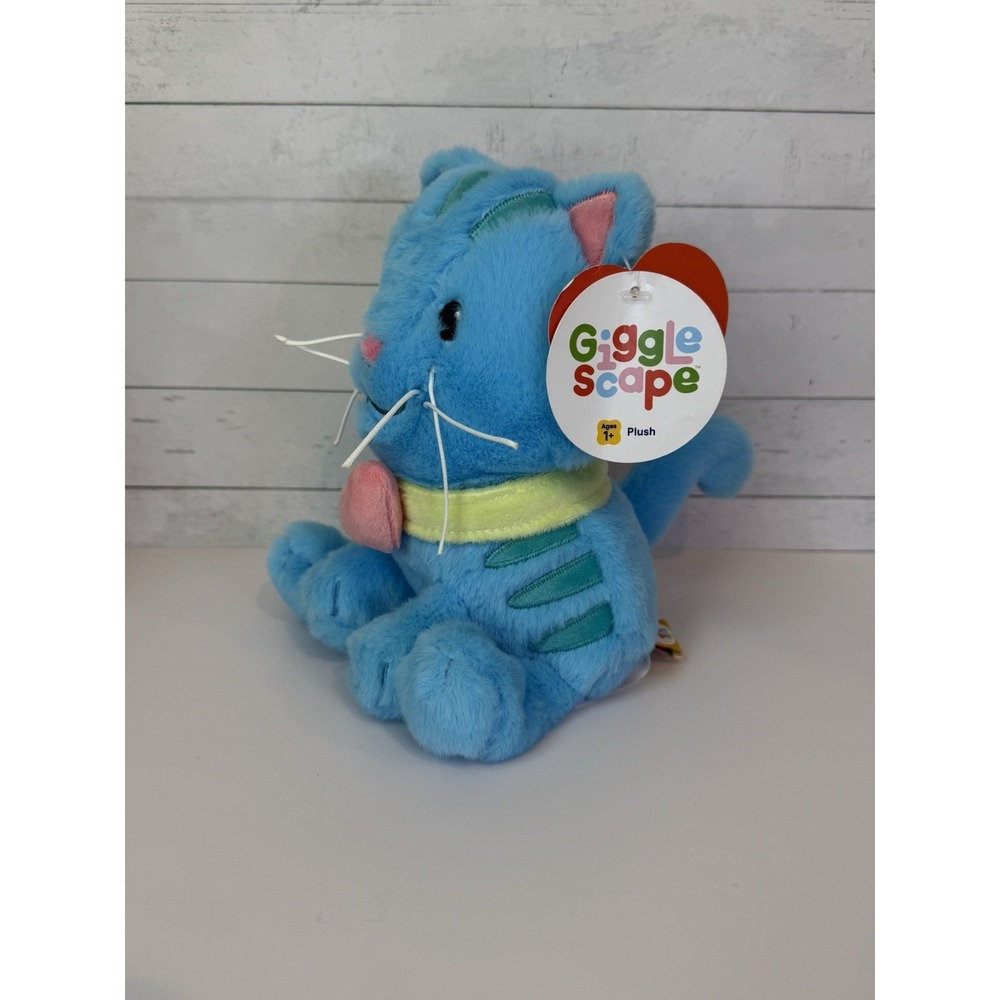 Giggle Scape Blue Cat Plush 7" Stuffed Animal Heart Collar Soft Toy w/ Tags - Picture 2 of 3